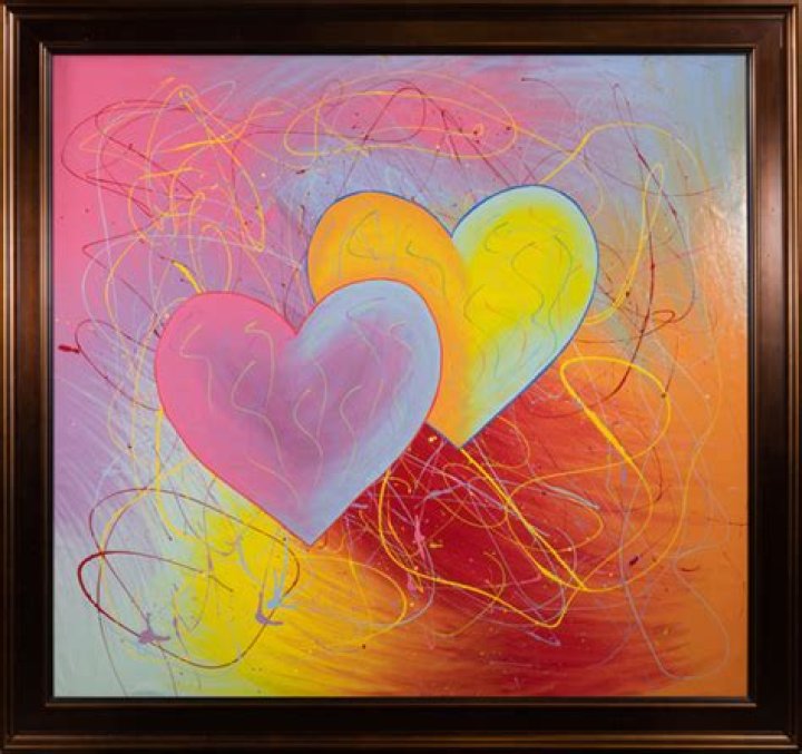 Steve Kaufman Large Hearts Pop Art Painting Large Original Oil Painting
